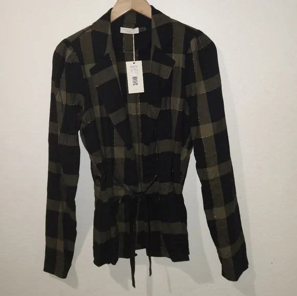 NWT RAMY BROOK Ina Puff Sleeve Olive Belted Jacket - Picture 4 of 8